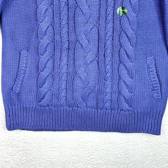 LL Bean Double L Mixed Cable Sweater Womens Sz L Larkspur Funnel Neck Cozy NWT - Picture 4 of 15